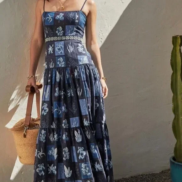 Agua by Agua Bendita Lima Algae Maxi Dress Size Small - Picture 2 of 12